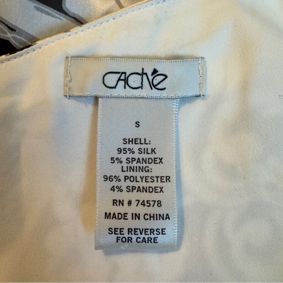 CACHE Y2K Silk Paisley One-Shoulder Party Top, Side Zip - Picture 6 of 6